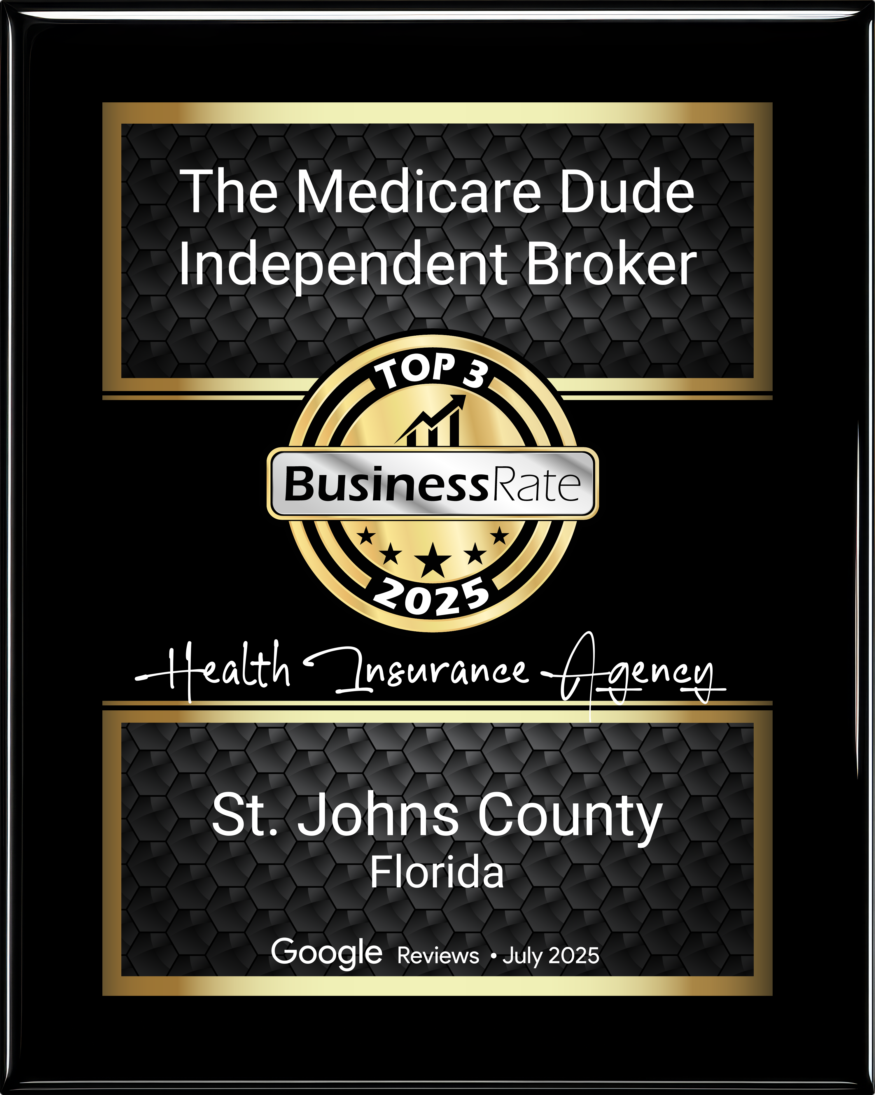 Top 3 BusinessRate Award 2025 — St. Johns County